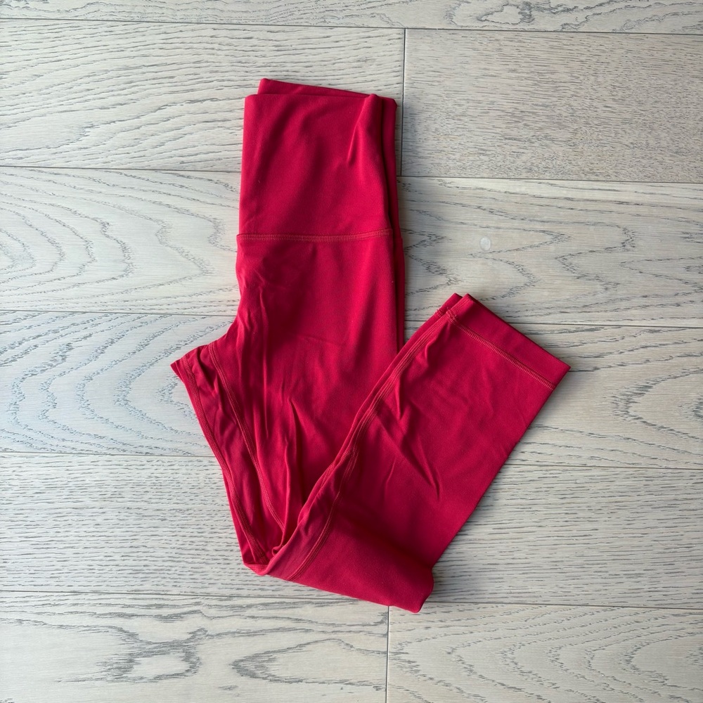 Lululemon High Waisted Align Leggings Red Cropped Yoga Gym Workout Size 2 - Picture 4 of 5